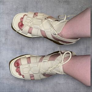 Sorel Cream Lace-Up Sandals